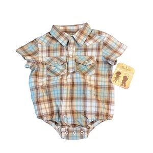 Wrangler Plaid Kids One Piece - Blue and Brown